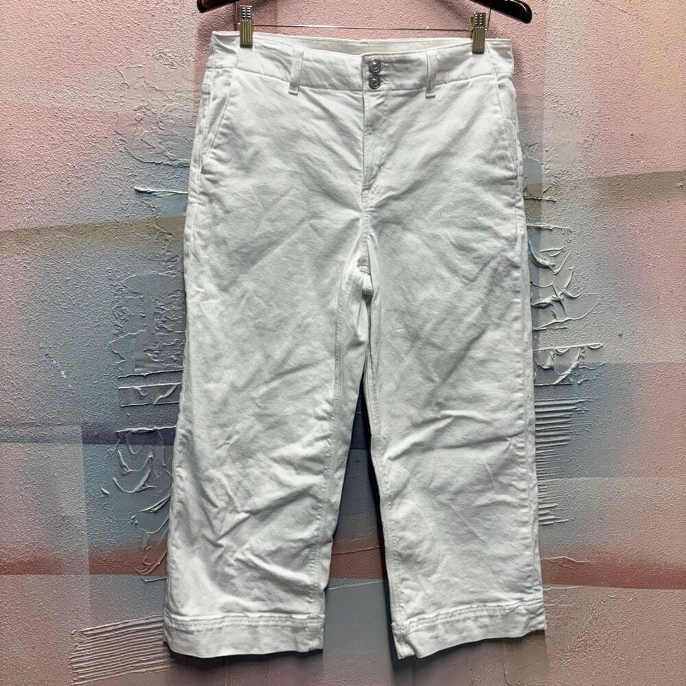 American Eagle 10 Short White Denim Stove Pipe Crop Pants Y2K Boho Retro Coastal